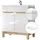Lomadox Waschtisch Set, 80cm Unterschrank Hochglanz weiß Wotaneiche, 81cm Keramik-Waschbecken, B x H x T ca. 81 x 85 x 46cm