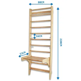 BITUXX Sprossenwand Kletterwand Turnwand Klettergerüst Turngerät mit variabler Klimmzugstange 10 Sprossen bis 120Kg