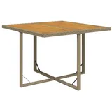vidaXL Gartentisch Beige 109x107x74 cm Poly Rattan & Massivholz Akazie