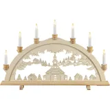 SAICO Lichterbogen LED 3D XXL Altstadtromantik Holz 112 cm warmweiß natur