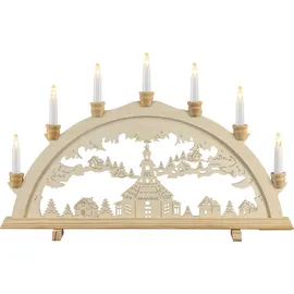 SAICO Lichterbogen LED 3D XXL Altstadtromantik Holz 112 cm warmweiß natur