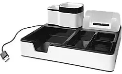 Monolith Schreibtisch Organizer Smartphone Ladestation Kunststoff Schwarz, Weiß 21,7 x 18,7 x 9,6 cm