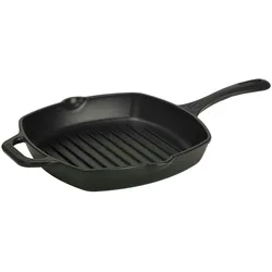 Victoria Grillpfanne Induction Emaillierte Gusseisen 25x25cm, Feuer, Cast Iron ohne PTFE, VIC-39561, Schwarz