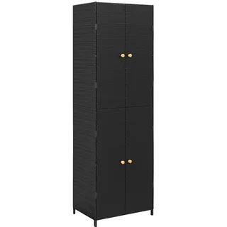 vidaXL Gartenschrank Schwarz 59x40x180 cm Poly Rattan