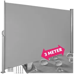 tectake® Seitenmarkise, aus Aluminium, Schutz vor Sonne und Wind, 180 x 300 cm