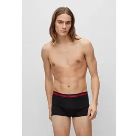 Hugo Herren. Boxershorts, 3er Pack - TRUNK TRIPLET Planet Logo, Cotton Stretch Schwarz/Rot/Weiß S