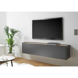 furn.design Tv-Lowboard, TV-Unterteil hängend "Center" in grau Eiche 150 x 35 cm, Wohnzimmer, Wohnwände, Lowboards, Lowboards