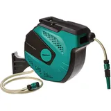 Amazon Basics Schlauchtrommel zur Wandmontage, mit Schlauch, automatische Aufrollung, 15 m, Marinegrün, Schwarz
