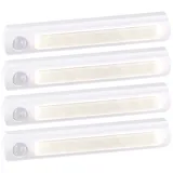 Luminea Schranklicht Batterie: 4er-Set Batterie-LED-Schrankleuchten, PIR- & Lichtsensor, 6000K,0,6 W (LED Beleuchtung Schrank, Schrankbeleuchtung, Akku Schrankleuchte mit Bewegungsmelder)