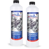 FASTX LIQUIDSOLUTIONS Fast X Bremsenreiniger 2x1 Liter – Werkstattreiniger Frei von Aceton, Schnelle & Effektive Reinigung, Schonend & Rückstandsfrei mit Sehr Kurzer Verdunstungszeit (2x1 Liter)