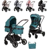 Chipolino Kinderwagen Aura 2 in 1 umbaubar Wickeltasche Sitz umkehrbar bis 22 kg grün