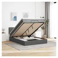 VidaXL Ottomane Bett mit Matratze & LEDs Dunkelgrau 140x190