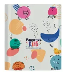 Papernet KIDS, Spender für C/V-Falz Falthandtücher, bunte Tiere 421810 , Maße (B x H x T): 30 x 33,6 x 14,5 cm, weiß, bunt