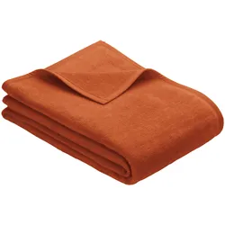 Kniedecke IBENA "Uni Kniedecke Luxus", orange, B:100cm L:150cm, Baumwolle, Polyacryl, Polyester, Wohndecken, unifarbenes Design