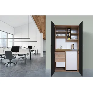 Respekta Küche Büroküche Miniküche Singleküche Eiche Schwarz Peter 104 cm Respekta