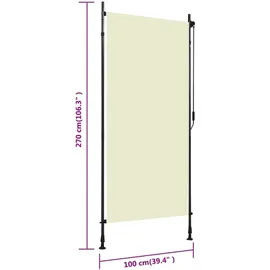 vidaXL Außenrollo 100 x 270 cm Creme