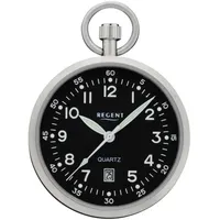 Regent Taschenuhr P777, (Set, 2-tlg., mit Kette), Quarzuhr, Herrenuhr, Datum, Mineralglas, analog silberfarben