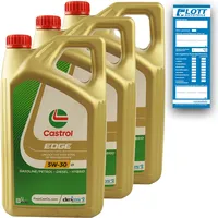 3x 5 Liter Castrol Motorenöl Edge LL Longlife Titanium FST 5W-30 Oil 15665F