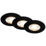 Briloner 3er Set LED Bad Einbaustrahler IP44 Warmweißes Licht Schwarz