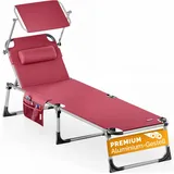 CASARIA Sonnenliege 180 x 60 x 30 cm Rot