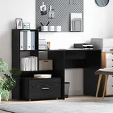 Maison Exclusive - Schreibtisch Schwarz Eichen-Optik 131,5 x 50 x 106,5 cm - Schwarz