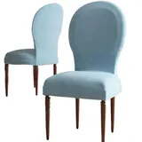 Stretch Stuhlhussen, Stuhlhussen für Esszimmerstühle mit runder Rückenlehne, hochwertiger Stuhlbezug aus Samt mit gebogener Rückenlehne, 4er-Set/2er-Set Stuhlhussen für Esszimmerstühle ohne Armlehnen