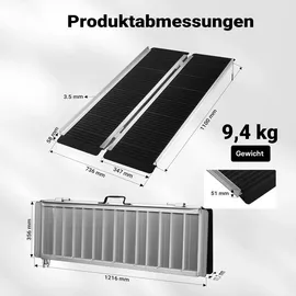 Wiltec Rollstuhlrampe faltbar 122 cm 270 kg Gehhilfe schwarz