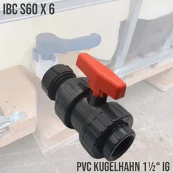S60 x 6 IBC PVC-U Kugelhahn Ventil IG 1 1/2 Container Tank Zubehör Anschluss Se..."