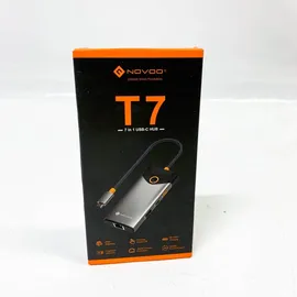 NOVOO USB-C-Hub, 7 in 1, Adapter USB C auf HDMI, 4 K, USB-C-Hub mit Ethernet, 4 x USB, 100 W PD Ladeanschluss, Mulitport Dock USB C Adapter kompatibel mit MacBook Pro MacBook Air