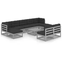 vidaXL 10-tlg Garten-Lounge-Set mit Kissen Grau Kiefer Massivholz Modell 15