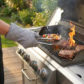 Westmark Ofenhandschuhe – Praktische Ofenhandschuhe für sicheres Arbeiten an Herd und Backofen, Küchenhandschuhe mit Hitzeschutz bis 250°C – Grau/Anthrazit