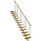 DOLLE Mittelholmtreppe Frankfurt (Breite: 75 cm, Gerade, Verkehrsweiß, Farbe Stufen: Eiche, Natur, Geschosshöhe: 222 – 258 cm)