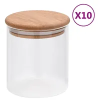 vidaXL Vorratsglas mit Bambusdeckel 600 ml 10 St.