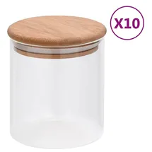 vidaXL Vorratsglas mit Bambusdeckel 600 ml 10 St.