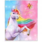 Herding Unicorn Academy Soft-Fleecedecke, 130 x 160 cm, 100% Polyester, Mehrfarbig
