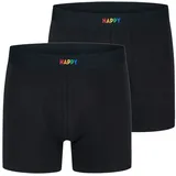 Happy Shorts Boxershorts Schwarz S 2er Pack
