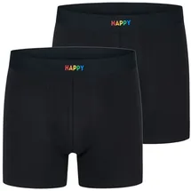 Happy Shorts Boxershorts Schwarz S 2er Pack
