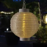 MARELIDA LED Solar Lampion - 1 warmweiße LED - H: 23cm - D: 20cm - Lichtsensor weiß