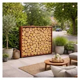 Estexo Brennholzregal 150 x 150 x 38 cm Rost/Braun