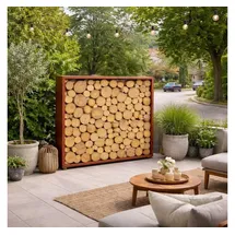 Estexo Brennholzregal 150 x 150 x 38 cm Rost/Braun