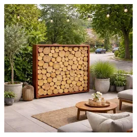 Estexo Brennholzregal 150 x 150 x 38 cm Rost/Braun