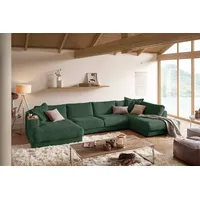 KAWOLA Wohnlandschaft U-Form Madeline Cord Longchair links smaragd