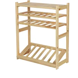 PROREGAL Getränkekisten- & Weinregal SPREEWALD HxBxT 86x70x33cm 12 Flaschen auf 2 Ebene + 1 Ebene für Kisten + Ablage Massives Kiefernholz Natur