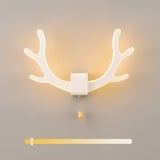 ANKBOY LED Wandlampe Schlafzimmer mit Zugschalter, 16W Wandleuchte Innen Nachttisch mit 3 Lichtfarben Einstellbar, Geweih Deko Wandbeleuchtung aus Metall & Acryl, Weiß