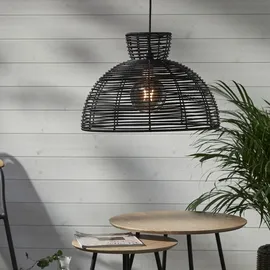 StarTrading Lampenschirm rund wetterfest Rattanoptik f. E27 Fassungen 47cm schwarz