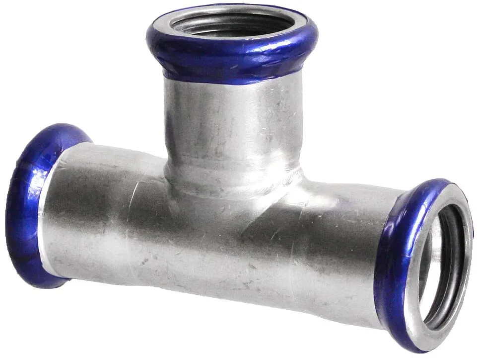 Edelstahl Pressfitting T-Stück mit gleichen Abgängen, Kontur M (Ausführung: 54 mm)