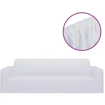 vidaXL Stretch Sofahusse 3-Sitzer Weiß Polyester-Jersey