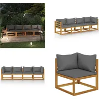 vidaXL 4 Sitzer Gartensofa mit Auflage Akazie Massivholz - Gartensofa - Gartensofas - Holzsofa - Holzsofas - Grau