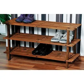 KESPER Schuhregal 3 stöckig Tannenholz dunkel 89 x 30 x 90 cm braun