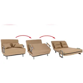 Mendler Schlafsessel HWC-K29, Klappsessel Schlafsofa Gästebett Relaxsessel, Liegefläche 186x97cm Stoff (270g/m2) ~ creme-beige